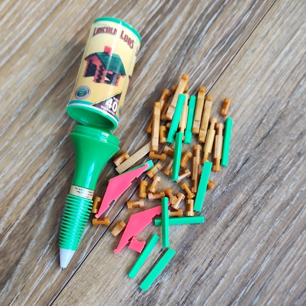 Lincoln Logs Cabin Writing Pen Red Green Brown